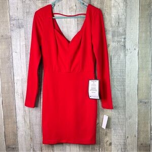 Crystal Doll Size 7 Red Long Sleeve V-Neck Front & Back w/Back Zipper Mini Dress